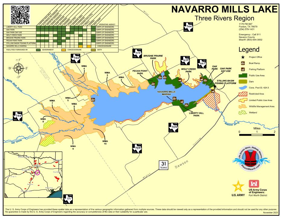 Navarro Mills Lake Map
